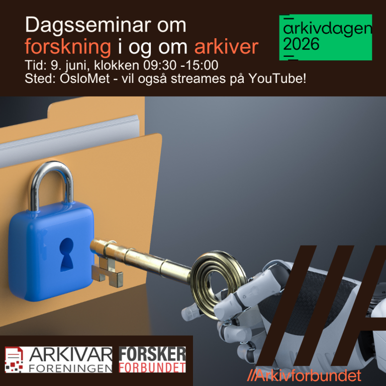 Dagsseminar om forskning i og om arkiver, 9. juni klokken 09:30 - 15:00