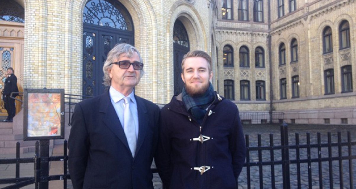 Petter Aaslestad og Unio-studentenes leder Martin Asheim deltok på KUF-komiteens budsjetthøring.