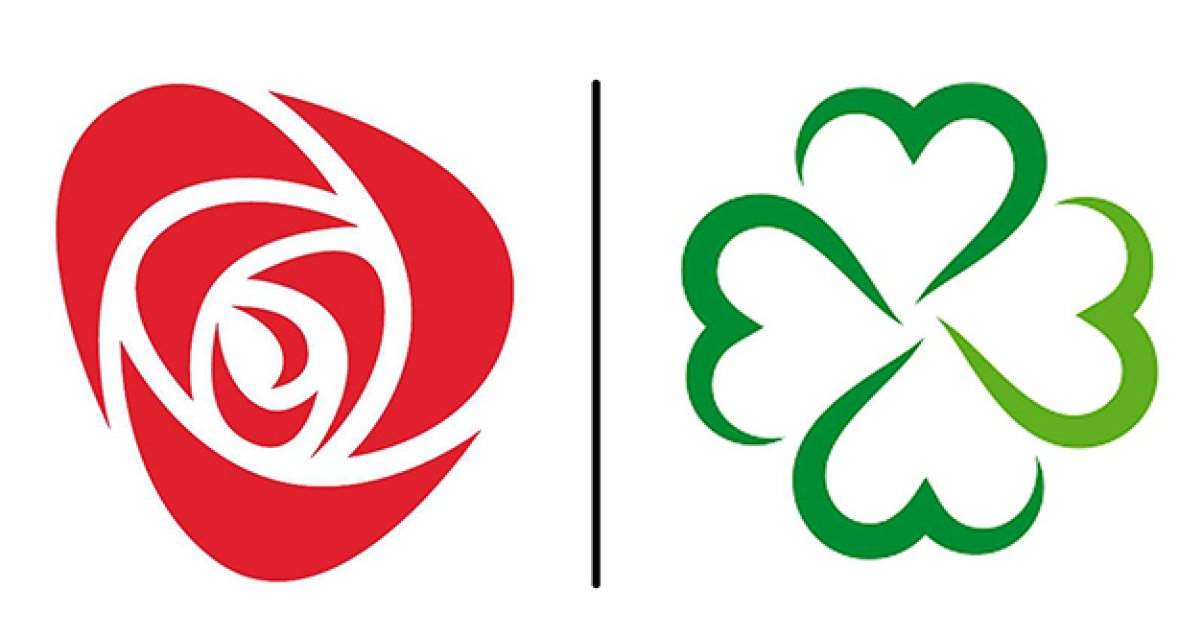 Arbeiderpartiets og SP's logoer